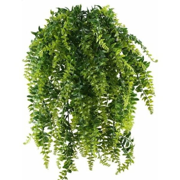 Moon-Fern Artificial Plants Hanging Plants Artificial Green Plants Plastic Plants for Outdoor Balcony Potted Plants Wedding Garden Decoration 2 Pcs