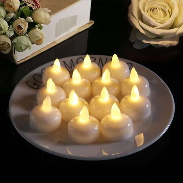 24 Pakk Vanntette Flammeløse Flytende Teelys, for Bryllup, Fest (d-583-a)