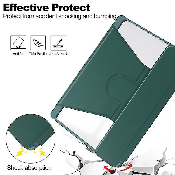 Transparent Smart Case med tangentbord för Samsung Galaxy Tab A9+ 360 graders rotation Dark Green