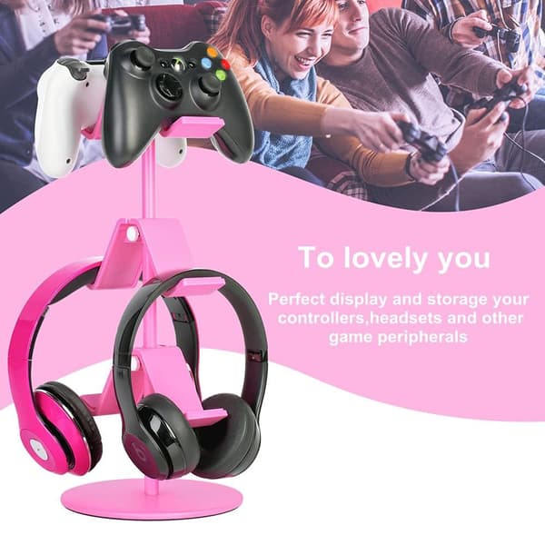 Justerbart spilcontroller stativ - Pink stativ til Xbox, PS4, PS5 og Switch