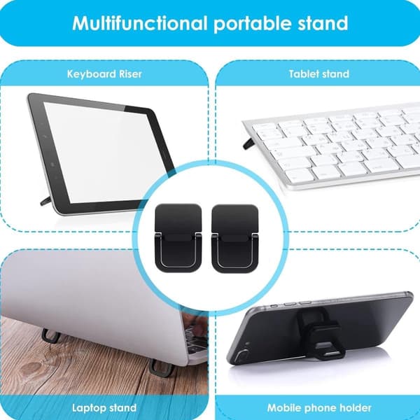 4 Stk. Foldbart Laptopstativ, 2 Pakker, Usynligt Mini Laptopstativ, Selvklæbende Mini Laptopstativ til Skrivebord, Computer, Keyboard, Notebook, Stativ