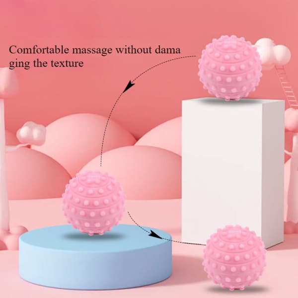 Teksturerede silikone massagebolde sæt med 2, bærbare til muskel- og fodafslapning, pink.