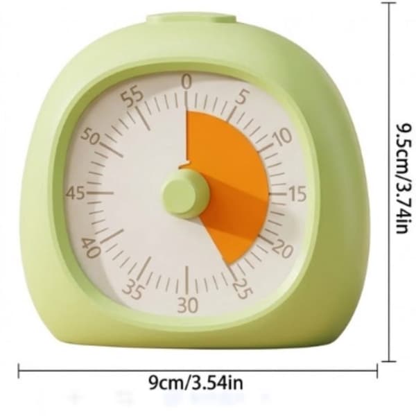 Visuell Timer - Timer - 9x9,5 cm - Oppladbar - Studietimer for Barn og Voksne - ADHD Timer - Kjøkkentimer - Magnetisk - Hvit og Oransje