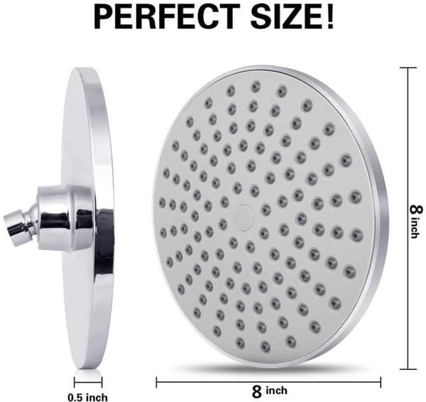 ING Regndusjhode - overliggende dusjhode - 20 cm diameter - regndusjhode - rundt dusjhode - rustfritt stål - vannbesparende dusjhode