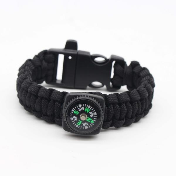 Paracord armbånd med fløyte, kompass og overlevelsesfunksjoner - syv-kjerne, multifunksjonelt armbånd for utendørs bruk