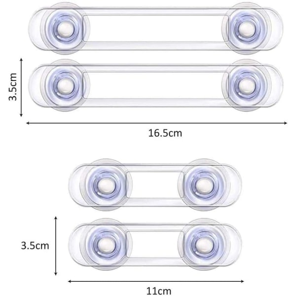 Sikkerhetslåser for babyer, skuffelåser, skapslåser, kjøleskapslåser, gjennomsiktige plastsikkerhetslåser, 8 stykker