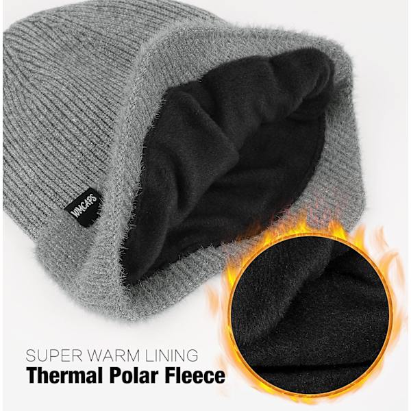 Vinterfleece Line Beanie med Øreklaff for Menn og Kvinner, Utendørs Varmt Termisk Strikket Hette Apricot