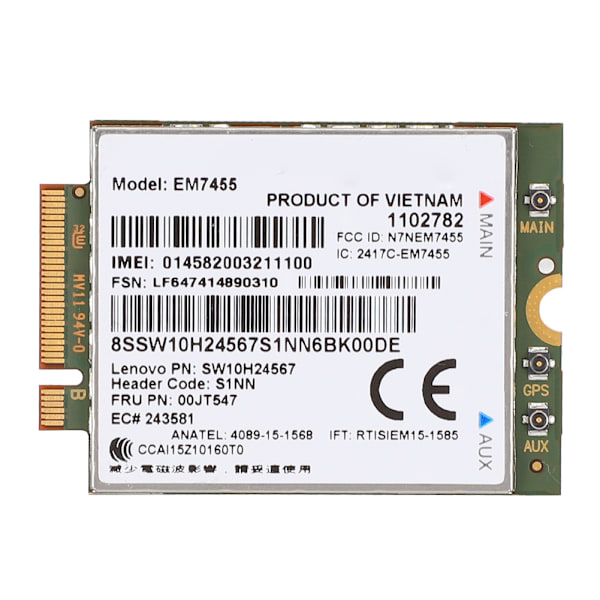 EM7455 Trådløst 4G LTE-modul Netværkskort 50 Mbps Velegnet til Lenovo ThinkPad