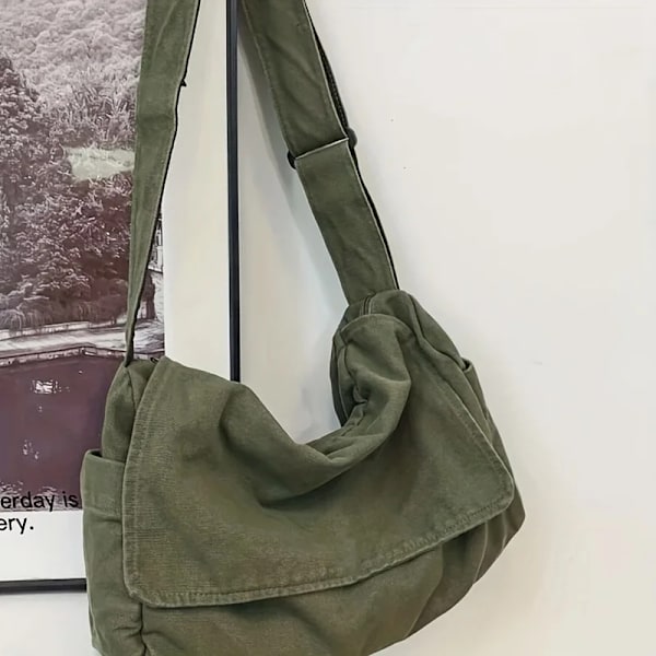 Messenger Bag för Kvinnor Vintage Handväska Canvas Tonåring Axelväska Casual Handväska Crossbody Väskor