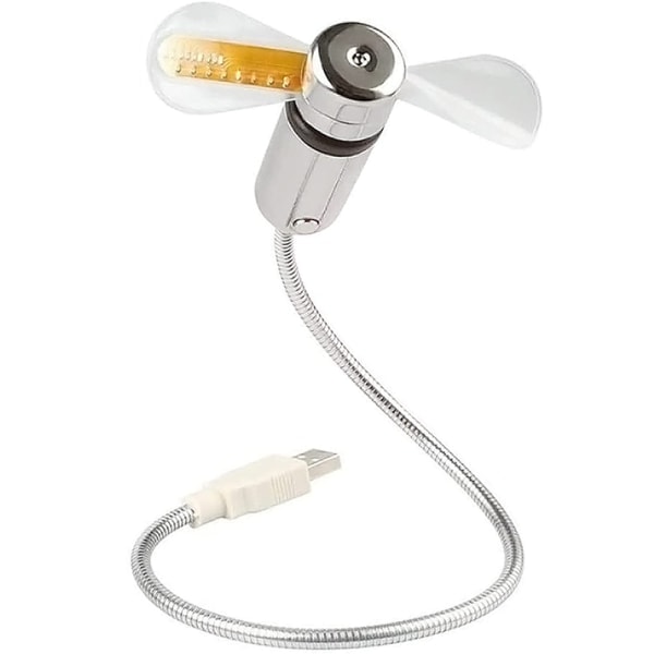 USB-LED-kellotuuletin lämpötilanäytöllä, mobiili USB-reaaliaikainen tuuletin Fahrenheit- ja Celsius-asteina, hiljainen