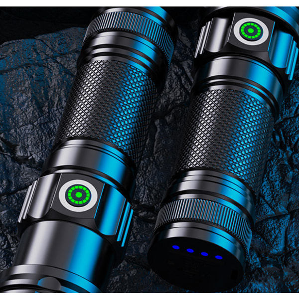 30W Vit Laser Starkt Ljus Lång Räckvidd Ficklampa USB Laddningsbar Zoom Utomhus Vattentät Äventyrs Ficklampa Taktisk Ficklampa