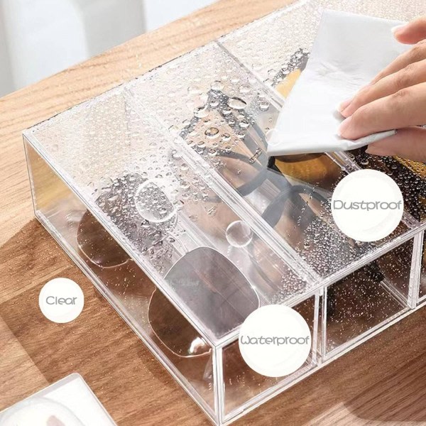 Kaffepods hållare akryllåda med 4 lådor, kök pods arrangör klar skafferi stapelbar K-Cup hållare förvaringslåda