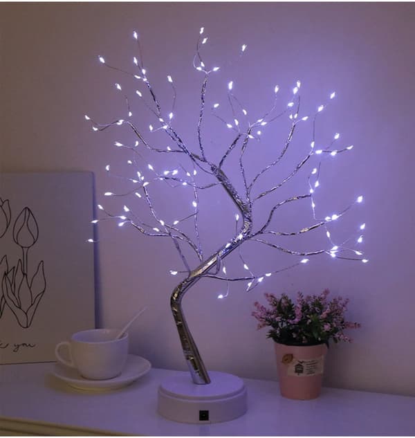 50 cm vikbar vit mini LED koppartrådsträdlampa - en semesterpresent för kvinnor