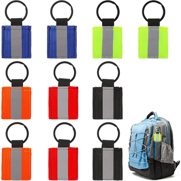 10Pcs Reflective Pendants, Safety Key Chains for Cycling, Walking, Backpack, Wheelchair, Reflective Strips for Visibility