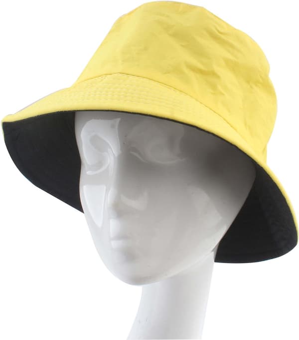 Bøttehatt - Solid 100 % bomull - UV-beskyttelse - Fiskerhatt - Unisex - Vendbar - Gul