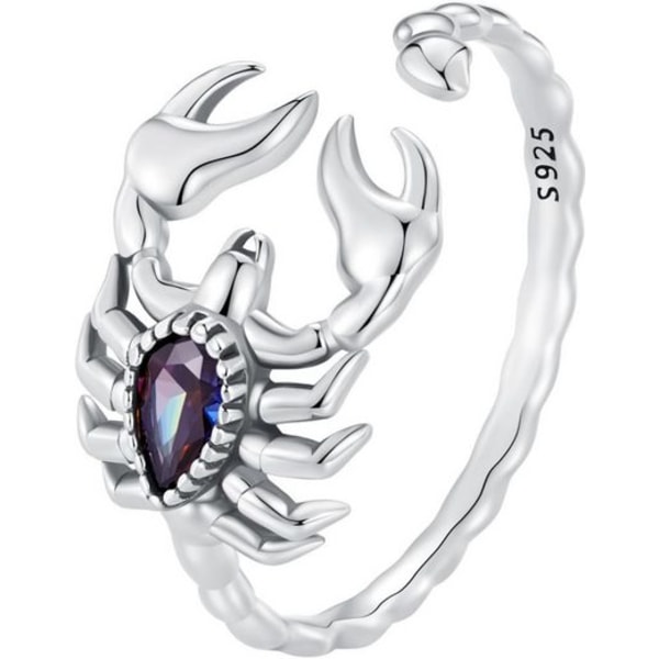 Fingerring 925 Sterling Silver Scorpion Ringar för kvinnor (1 st), Dark Style Vintage Scorpion, Justerbar Ring