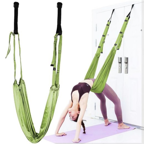 Aerial Yoga Hammock, Anti-Gravity Swing med 2 Forlængelsesstropper, 200 kg Kapacitet, Yoga Strækrem, Benstrækker til Rehabilitering, Ballet