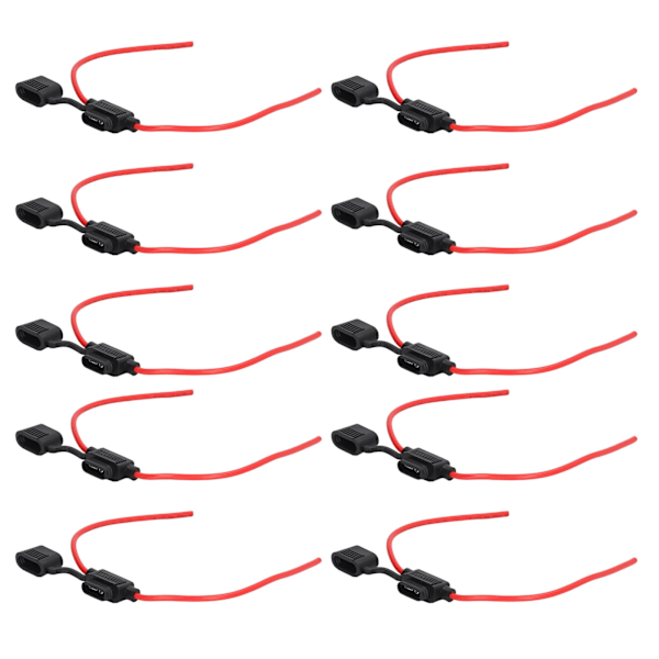 10-pack vattentäta inline-säkringshållare med smältmotstånd, enkel kabeldragning och 12AWG, 30A säkring