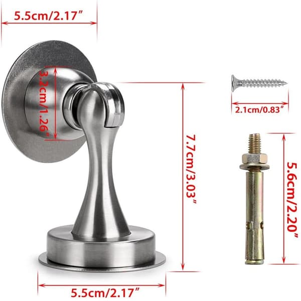 304 dørstopper i rustfrit stål - stærk magnetisk dørstopper, egnet til dør- og vinduesbuffer, sølvdesign
