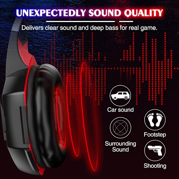 Langattomat Bluetooth-kuulokkeet mikrofonilla, PS4-pelikupit PC:lle, Xbox Onelle, Ps5:lle