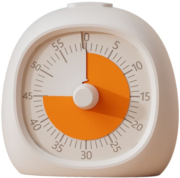 Visuell Timer - Timer - 9x9,5 cm - Oppladbar - Studietimer for Barn og Voksne - ADHD Timer - Kjøkkentimer - Magnetisk - Hvit og Oransje