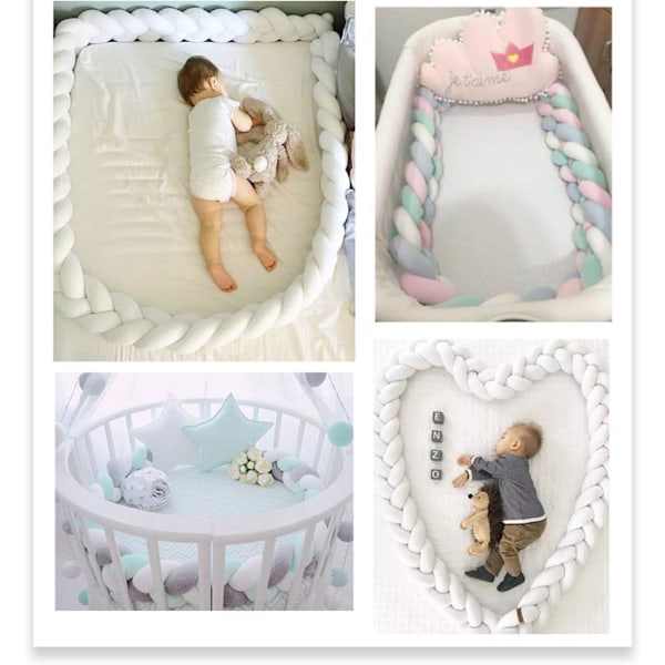 Spjälsängsskydd 4 Fläta Babys Kudde Orm Flätad Kant Velvet #1