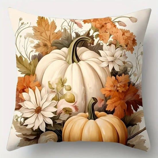 ING Pudebetræk - 4-pak - Efterår Græskar Blomst - Sofa og Soveværelse Dekorationspuder - 45x45cm