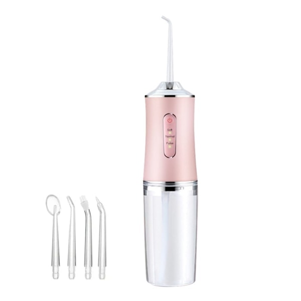 Electric Flosser with 4 Nozzles Portable Water Flosser Teeth Cleaning Tool Pink