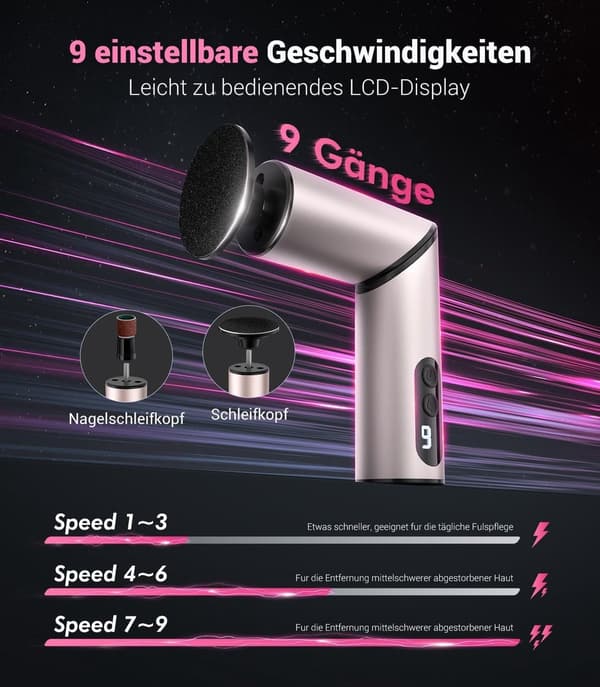 Sammenfoldelig, sensorstyret elektrisk callusfjerner, USB genopladelig, til fodpleje derhjemme.