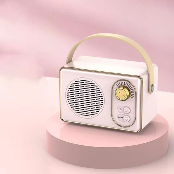 Högkvalitativ Retro Bluetooth-högtalare, Bluetooth-högtalare, med Ultralång Batteritid, Vit