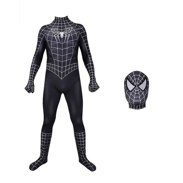 Svart Spiderman-kostyme for barn 7-8 år