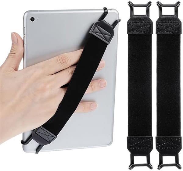 Todelt elastisk anti-falds-håndledsremssæt til tablets, 20 cm, kompatibel med 10,5-tommer tabletlæsere, sort.