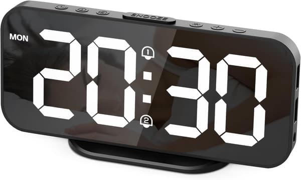 Digitala väckarklockor, med LED-display, snooze-funktion, sängbordspegelklocka, sovrumsdekoration, USB-driven digital klocka