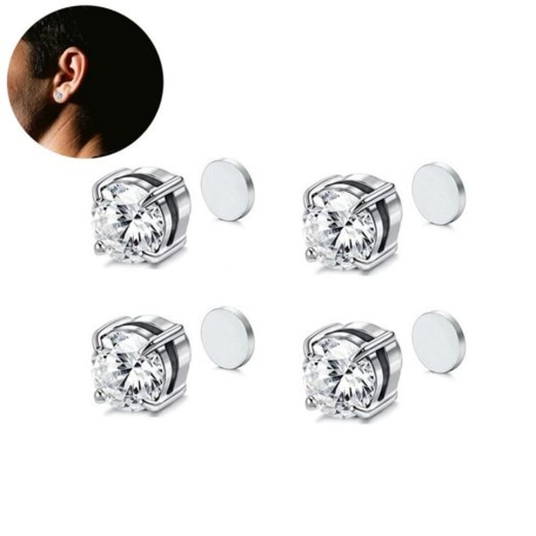 Par öronklämmor 2 par magnetörhängen män kvinnor icke piercing smycken rund magnet (2 st)