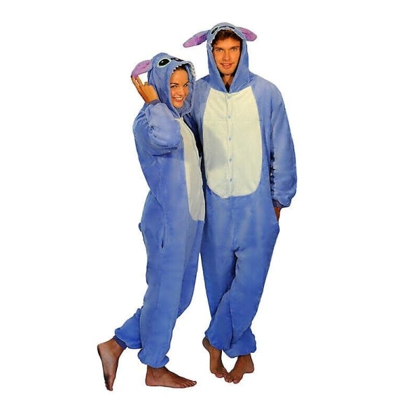 Stitch Sininen Pinkki Unisex Onesie Kigurumi Asu Huppari Pyjama_f W -a Stitch Sininen L(170CM-180CM)