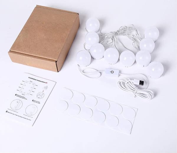 LED Spejllys, Hollywood Stil 10 Dæmpbare Makeup Lamper 6000K Makeup Lys, Toiletbordslys, Vanity Lys, Spejllampe til Makeup Spejl