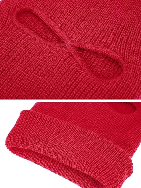 ING Stickad Balaclava för Barn, med 2 Hål, Vinter, Stickad Skidmask, Heltäckande Ansikte