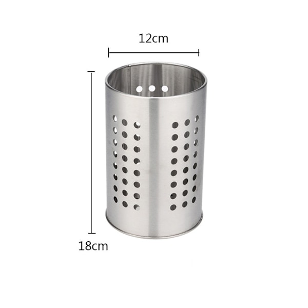 Bestikholder - Rund - Diameter 12 cm - Højde 18 cm - Rustfrit stål - Sølv
