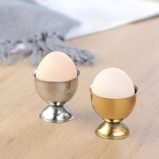 Äggkoppar i rostfritt stål, rund bas - stapelbara, set med 6 äggställ, silver (guld, 4 stycken).