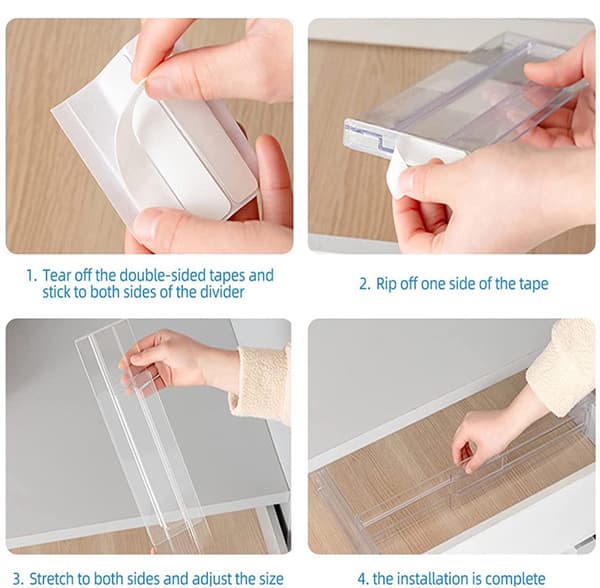 Transparenta lådavdelare - 4 st - Slitstarkt PP-material