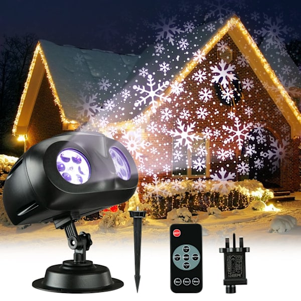 Christmas Snowflake Projector Light Outdoor, Christmas Snowfall LED Lighting Projector with Remote Control, Waterproof Snowfall Landscape Light