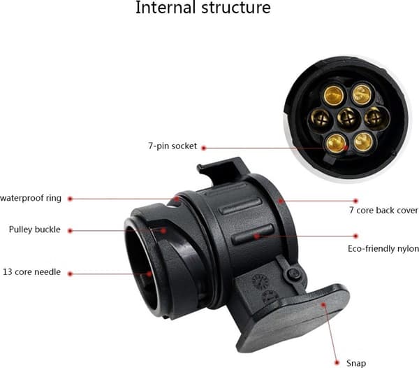 Perävaunun adapteripistokkeet - 2 kpl - Musta - Yleispistoke - 12V