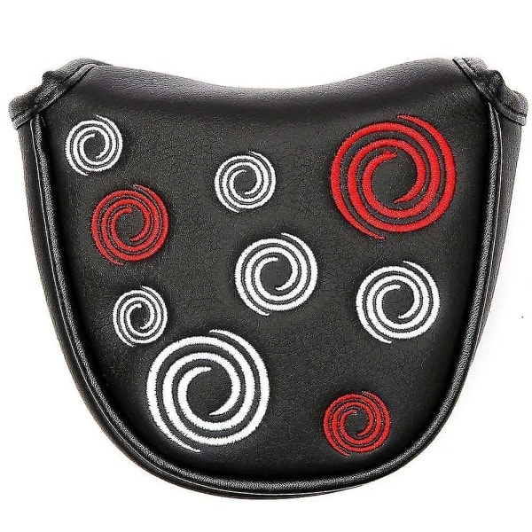 Golf Head Cover Golf Mallet Putter Covers Leather Headcover Magnetic Closure Black