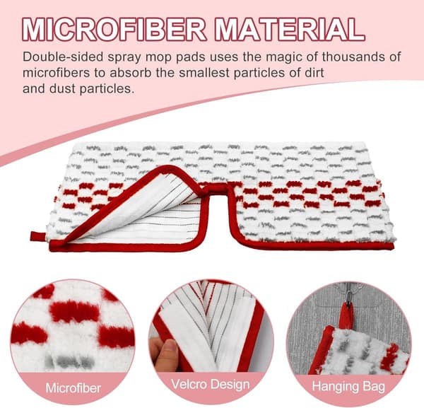 3-pak - Mikrofiber moppe udskiftningsklude - Egnet til Vileda 1-2 Spray MAX/o-cedar ProMist Max