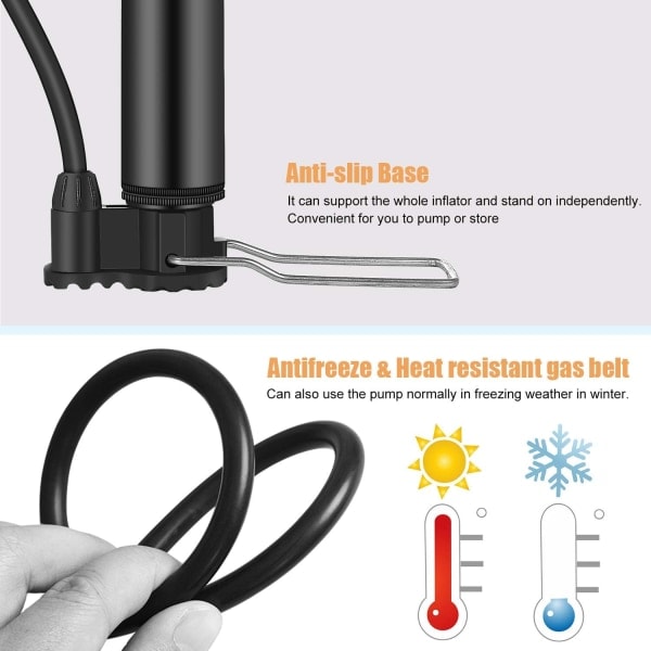 Sykkelpumpe - 120PSI Rask Oppblåsing Bærbar Gulvpumpe - Ergonomisk, Anti-Lekkasje Design - Essensielt Sykkelverktøy