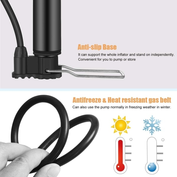 Sykkelpumpe - 120PSI Rask Oppblåsing Bærbar Gulvpumpe - Ergonomisk og Lekkasjesikker Design