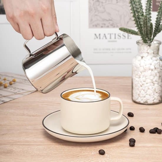 ING Mælkekande - 35 cl - 304 rustfrit stål - Espressomaskine tilbehør - Mælkekande til opskumning - Sølv