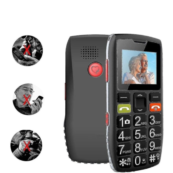 Mobiltelefoner for eldre, senior mobiltelefoner med SOS-knapp, mobiltelefon med stor knapp