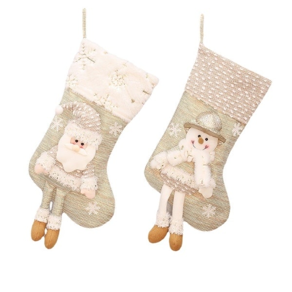 Wholesale Christmas Stocking Snowman Fabric Leg Hanging Christmas Gift Bag Large Candy Bag Christmas Stocking Hanger