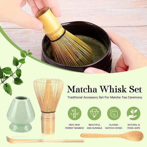 Matcha Set, Set om 7, Matcha Startkit, Matcha Visp, Det Perfekta Setet för Traditionell Matcha, Bambu, Vackert Förpackad